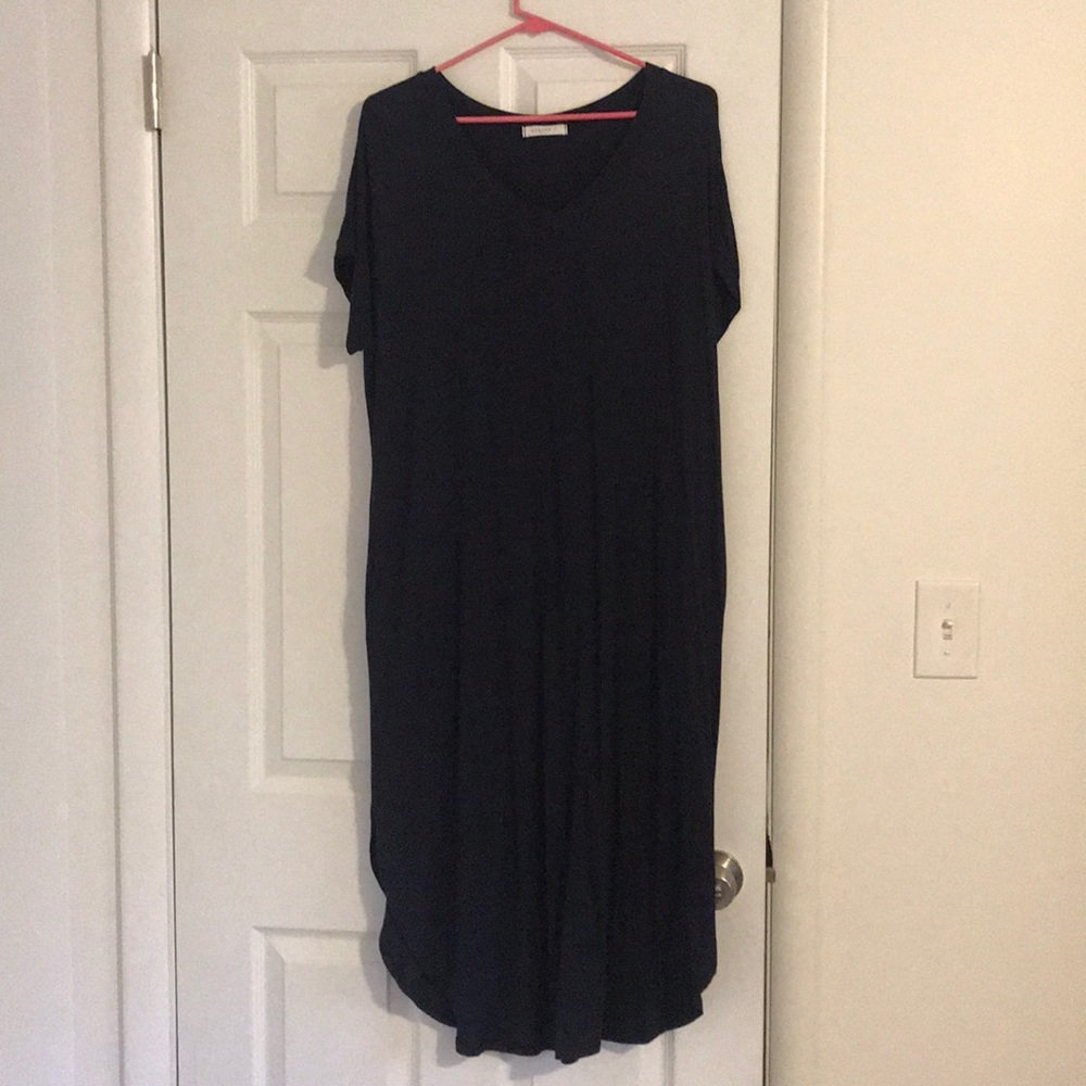 Navy Blue T-shirt Dress with Pockets